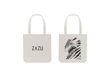 ZAZU Black Leaves White Tote Bag